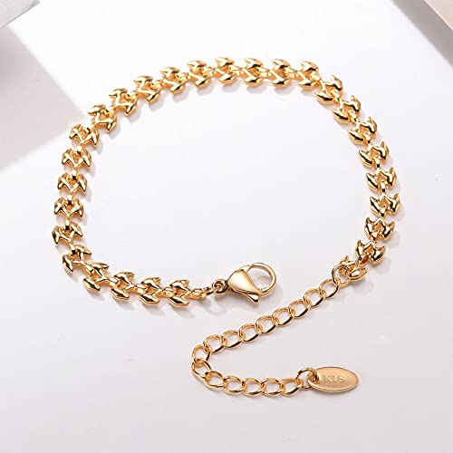 Palotay 14K Gold Bracelet Handmade Adjustable Charm Bracelets Wheat/Heart/W/Bow Tie Gold Chain Bracelets For Women Men Teen Girls Dainty Personalized Jewelry Gifts W #TOP3