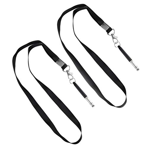 POPETPOP 2 peças/pacote portátil preto portativo durável apito para cães com cordão gratuito para co