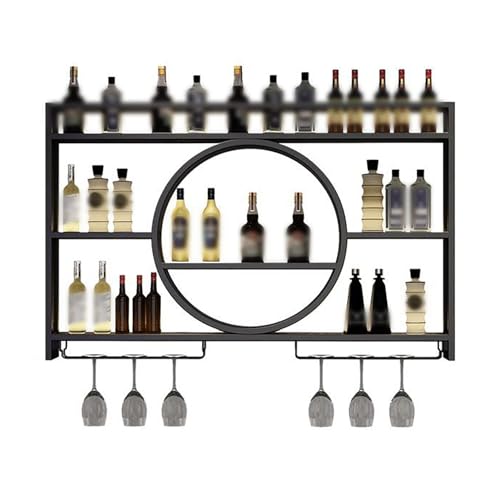 Étagère à vin industrielle à LED pour bouteilles et verres de bar