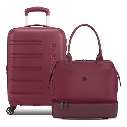Image of SWISSGEAR Signature Hardside Expandable Carry-On Spinner & Mini Weekender Tote Set, ABS Construction, TSA-Friendly Lock, Merlot, 2-Piece Set (19-Inch /Mini Weekender Tote)
