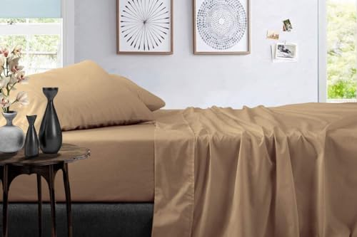 Image of BEVI - Home Premium Solid Plain Single Bedsheet with 1 Pillow Cover 300 TC Microfiber for Single Bed | Size (60 inch x 90 inch) Camlin
