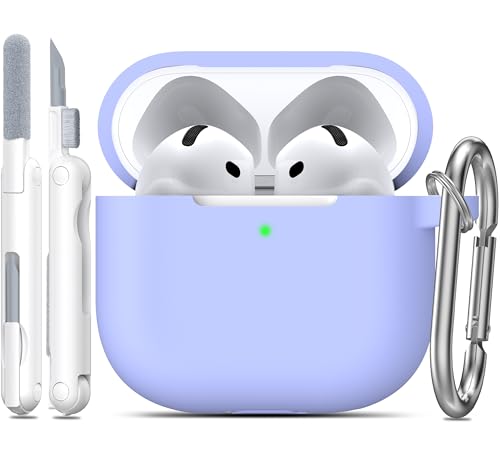 Coque AirPods 4 silicone anti-choc lilas pour protéger et nettoyer votre boîtier