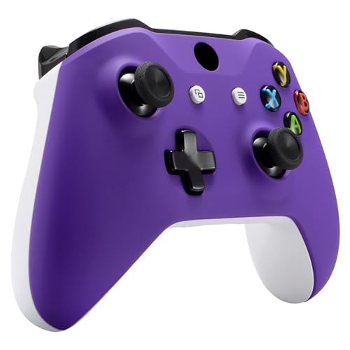 Image of eXtremeRate Soft Touch Purple Faceplate Cover, Front Housing Shell,Soft Grip Back Panels for Xbox One X & One S Controller Model 1708
