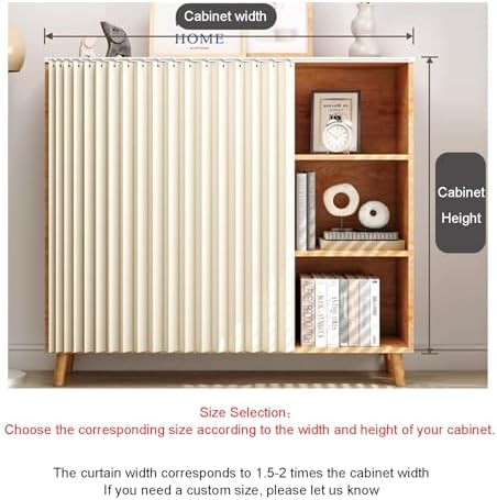 Dust-Proof Under Sink Curtains for Shoe Cabinet & Kitchen Shelf, Blackout Short Curtains with Self-Adhesive Slide Rail, Invisible Folding Design, 70cm x 120cm for Laundry Room & Wardrobe