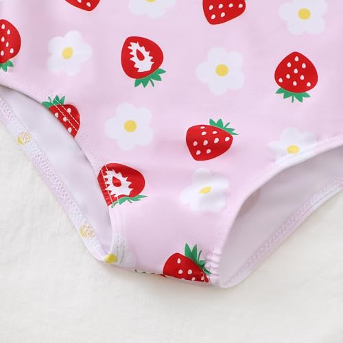 YWFSHOP Toddler Baby Swimsuit Girl One Piece Bathing Suit Funny Pattern Color Block Ruffle Swimwear 12M-5T — view 5