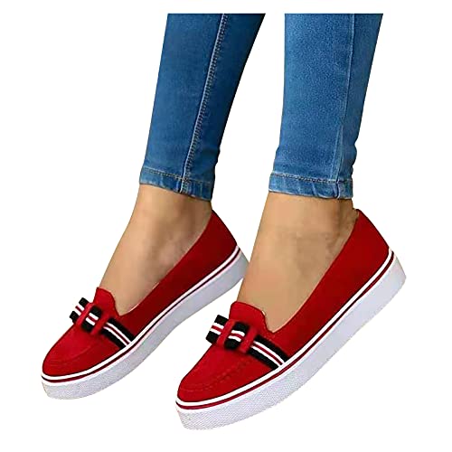 ToDIDAFA Chaussures de Mocassin pour Femmes,Mocassins Plats à Bout Rond de Style Britannique pour Femmes,Chaussures décontractées à la Mode pour Dames, Chaussures en Tissu Cover