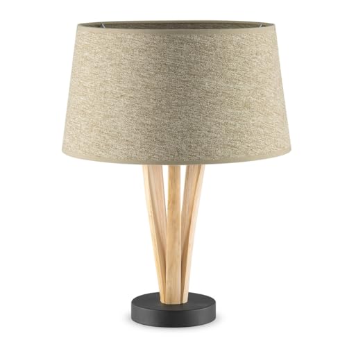 Home Sweet Home Ländliche Tischlampe Melrose Bindy | 35/35/33cm | taupe | Tischlampe mit Lampenschirm | für E27 LED-Lampe | mit Schnurschalter | geeignet für Wohnzimmer, Schlafzimmer