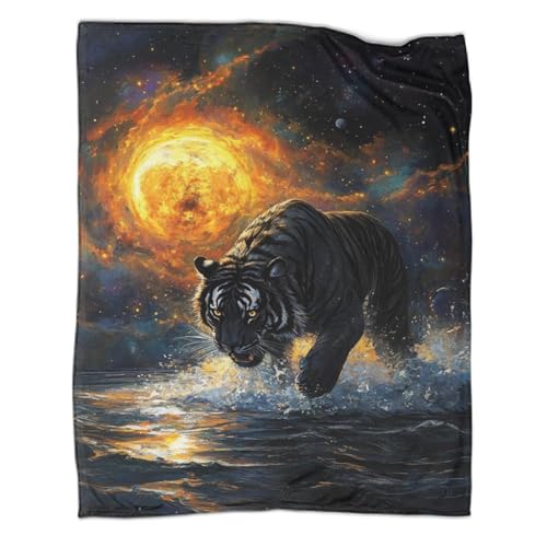 Couverture tigre douce 127x152 cm jeté de lit et canapé - 2