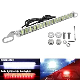 Vooda Double Colors LED License Plate Light 90 SMD Chips 2-in-1 Fuction Brake Light Reversing Light for Car SUV Truck,Motorcycle,Waterproof,DC12V.1-Pack.(White + Red - Flash)