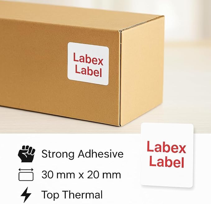 Labex Label Shipping Labels 30 x 20 mm - 3 Rolls of 1000 Thermal Labels on Roll - Storage Labels, Barcode Labels, Parcel Stickers - Compatible with Zebra, Argox, Sato - Image 4