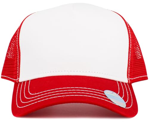 Image of KBETHOS Classic 5 Panel Cotton Twill Mesh Trucker Cap with Adjustable Snapback