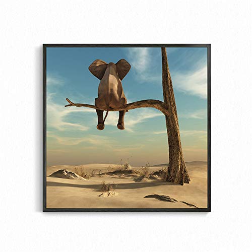 Peinture sur toile moderne avec éléphant drôle, impression de qualité