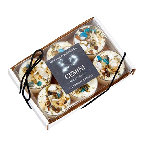 Gemini Zodiac Candle (May 21 - Jun. 20) - Soy Candle - All Natural Aromatherapy Candle - Gemini Horoscope Candle - Set of 6 Tealights
