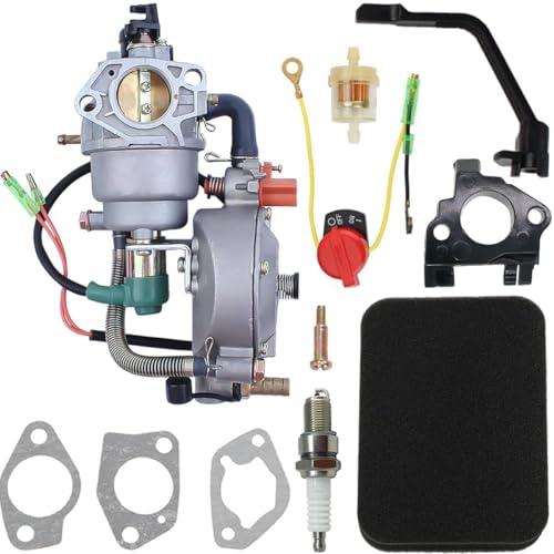 Qiuwanzia GX390 Generador Carburador de combustible dual Carburador LPG CNG Kit de conversión para 4.5-5.5KW GX340 188F 190F Reemplazo del estrangulador manual para 7000w 8000w 9000w 10000w 439cc