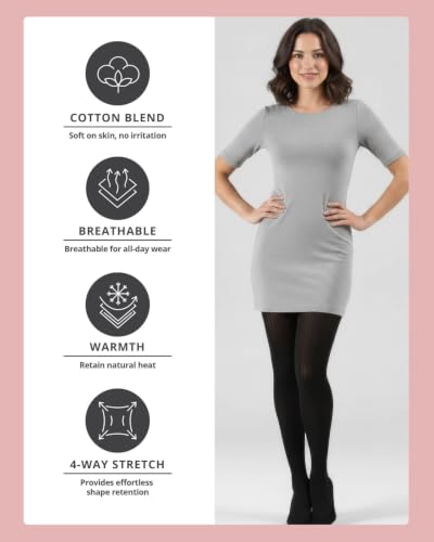 Image of MeMoi Boston Ribbed Cotton Sweater Tights, Warm Opaque Winter Tights