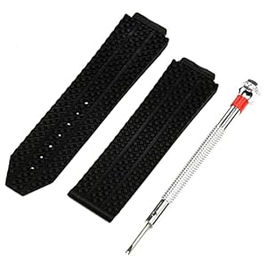 Siliconen rubber horlogeband waterdichte riem vervangen zwarte siliconen rubberen horlogeband band compatibel met hublot schroevendraaier.