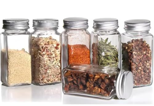 Image of ALEITO 120 ML | Glass Spice Jars with Lids,Spices & Seasonings Sets Organizer Spice Containers, Airtight Food Canisters (6)