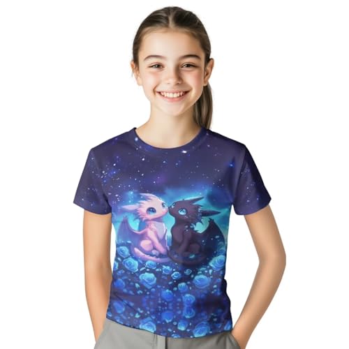 Image of WELLFLYHOM Kids Tshirts Girls Boys Short Sleeve Crewneck Tees Shirts Casual Sport Pullover Tops Size 3-16 Years