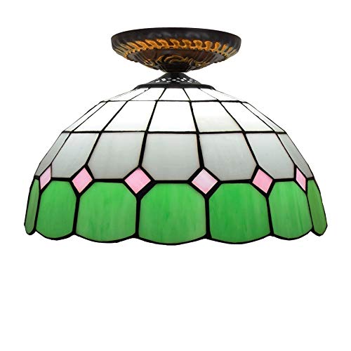 Vitrales Iluminación De Techo Luces De Techo Estilo Tiffany Pantalla De Vidrio Verde Simple para Lámpara De Techo De Estar