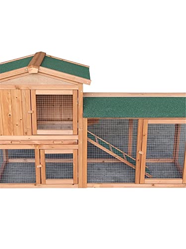 Chamber 61 "Holz Hühnerstall 2 Schicht Holz Kaninchenstall Geflügelkäfig Rampe Und Ausziehbares Tablett Hühnerstall Großer Lebensraum 156x52x68CM – Bild 5