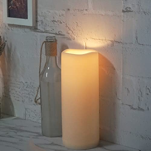 Image of CANDLE CHOICE Large Waterproof Outdoor Battery Operated Flameless Candle with Timer Realistic Flickering Plastic Electric LED Pillar for Lantern Garden Yard Halloween Christmas Decorations 4 inchx10 inch 2PCS