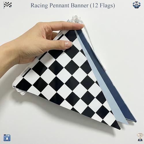 Blue Race Car Balloon Arch Kit, Dusty Blue Peacock Blue Black Balloon Garland with Checkered Balloons and Race Car Banner, for Boys Birthday, Fast One, Two Fast, Racing Party Decorations by Ceeulvu - Used condition - Image 5