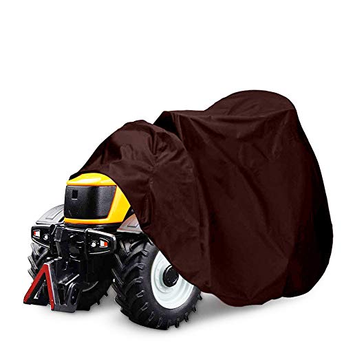 RZiioo Lawn Mower Cover, Lawn Tractor Cover Heavy Duty 210D Waterproof Fabric Anti-UV Dust-Proof for Garden Outdoor,Brown