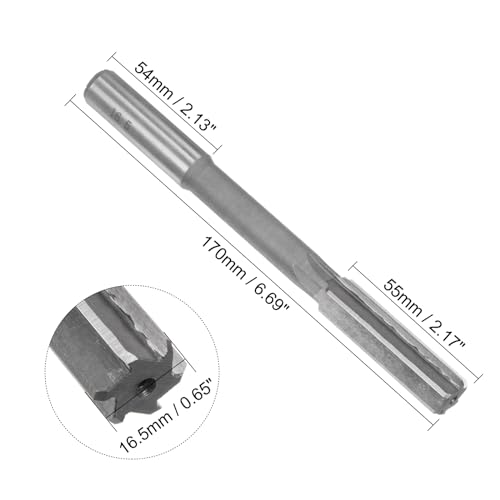 uxcell Chucking Reamer 16.5mm, H7 HSS Lathe Machine Reamer 6 Straight Flutes, Round Shank Milling Cutting Tool, Metric Reaming Drill Bit for Stainless Steel Metal Hole by uxcell - Image 2