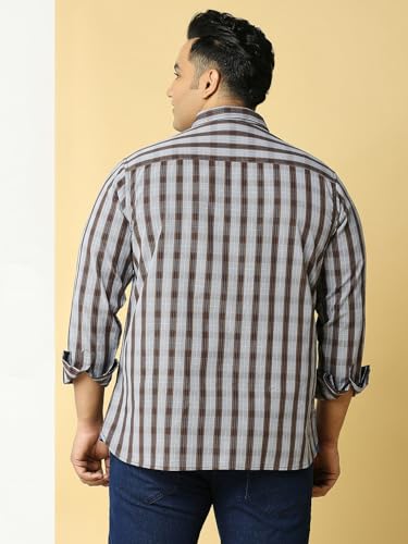 Image of Thomas Scott Men Pure Cotton Regular Plus Size Premium Checked Casual Shirt