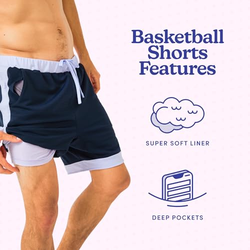 Jambys Lounging Basketball-Style Shorts with Liner | Soft, Breathable, Leisure Inactivewear | Perfect for Home Relaxation3