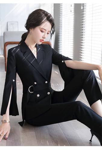 Women's Flare Sleeve Blazer and Pants Set Office Lady Business Suit Summer 2025 Trouser Suit 2 Pcs Sets Outfits4