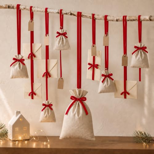 Image of Tsorode 10 Yards Red Velvet Ribbon for Christmas Tree,3 /8 Inch