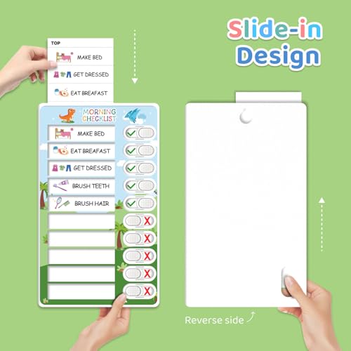 Image of Upgraded 2 in 1 Bedtime /Morning Routine Chart - Magnetic Chore Chart for Toddlers, Cute Visual Schedule Board for Home, Kids Checklist to Do List ADHD Tools