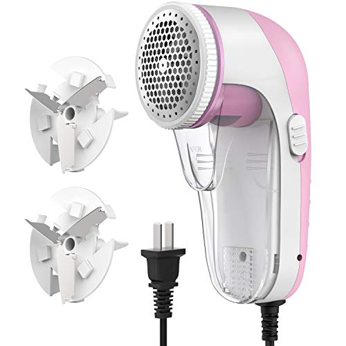 Powlaken Lint Remover and Fabric Shaver, Electric Portable Sweater Pill Defuzzer Fuzz Balls Remover, 2 Replaceable Stainless Steel Blades for Clothes, ouch, Blanket, Curtain, Legging