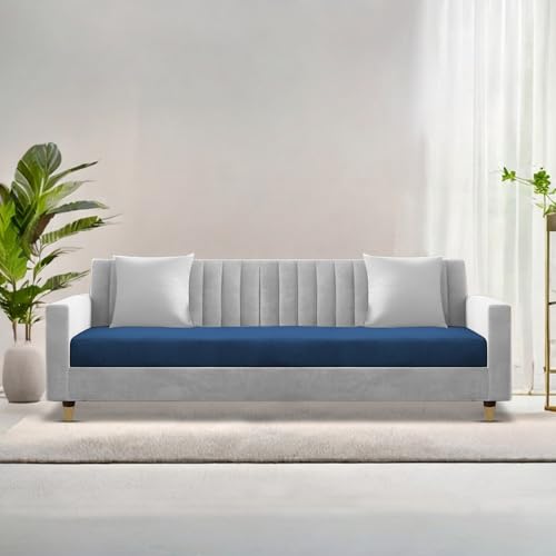 Image of Casaliving Garcia 3 Seater Sofa Set for Living Room (Blue Grey Colour) Premium Fabric Sofa