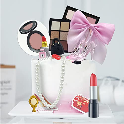 15Pcs Makeup Cake Toppers Makeup Cake Decorations Birthday Cake Decorations Bridal Shower Cake Topper Makeup Birthday Party Supplies #TOP5