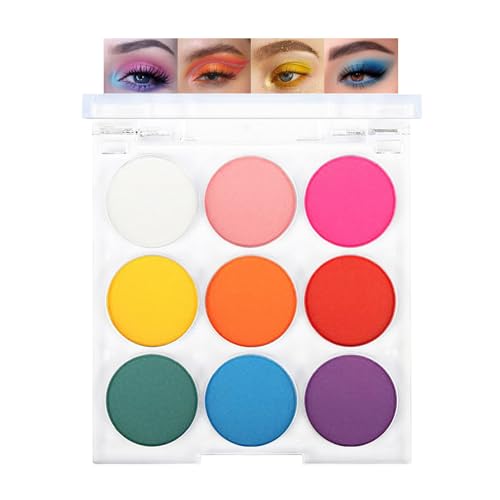 Bunte Eyeshadow Palette, 9 Farben Matt Lidschatten Palette, Hochpigmentiert Make Up Palette Bold Personality Bright, Wasserfest Wischfest Liedschatenpalete mit Glatt Puder, Augen Makeup Party Festival