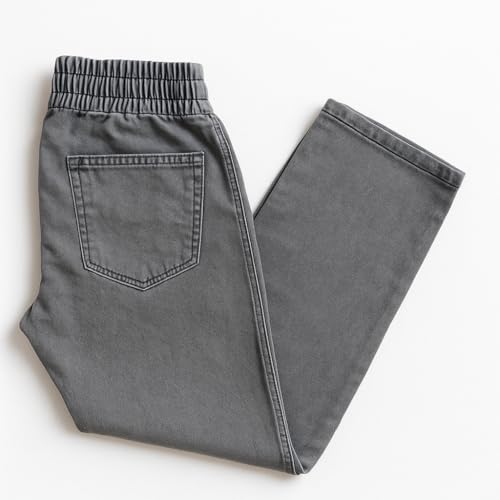 Image of Men's Denim Lower (Track Pants - Soft Fabric with Elastic Waist, Cotton Twill, Casual Wear, Regular Fit, Full Length for Gym, Exercise, Yoga)
