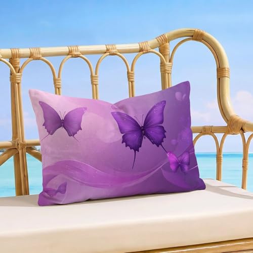 Funda Cojin 50x80 cm Juego de 1 Terciopelo Cojines Sofa Púrpura Funda Almohada Impresión de Doble Cara Rectangulares Decorativos Pillow Covers con Cremallera Oculta, Home Decoration (Mariposa) I1-818