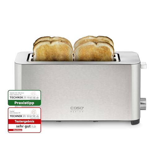 CASO Classico T 4 - Design Toaster, Testurteil: Sehr Gut, 5 Stufen, Inkl. Brötchenaufsatz, Mit zusätzlicher Aufwärm-, Auftaufunktion, für 4 Scheiben Toast