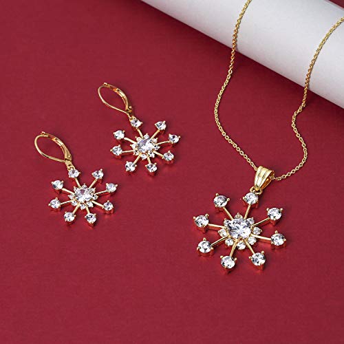 Conjunto de joyas de copo de nieve con circonitas de corte brillante 7