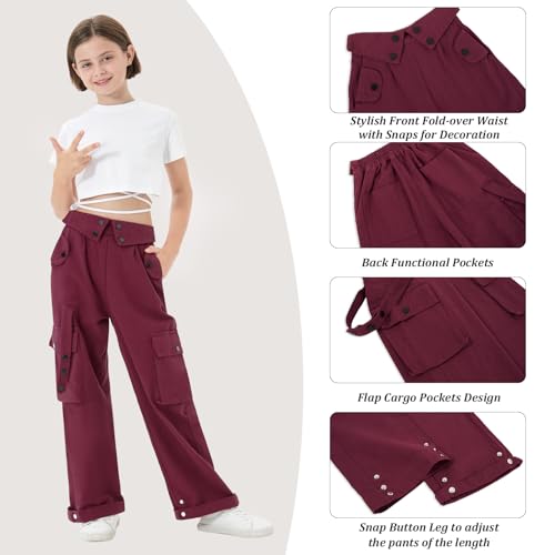 Pantalon cargo pour fille de 4 à 15 ans Rolanko avec poches amples - 5