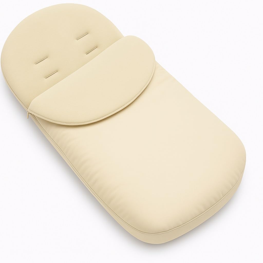 BABYMAM Universal Baby Footmuff for Pushchair & Stroller – Warm Fleece Lining, Water-Resistant, 2-in-1 Cosy Toes, (Plain Cream)