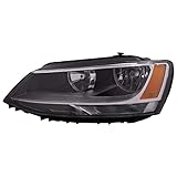 HEADLIGHTSDEPOT Halogen Headlight Compatible with Volkswagen Jetta 2011-2016 4-Door Sedan Includes Left Driver Side Headlamp