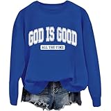 Photo Gallery felpa con scritta in lingua inglese "god is good, god is good all the time", blu reale, m Photo Gallery felpa con scritta in lingua inglese "god is good, god is good all the time", blu reale, m