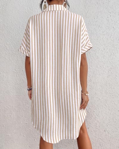 Image of Bsubseach Women Swimsuit Coverup Shirt Dress Button Down Bathing Suit Cover Up Beach Vacation Outfits