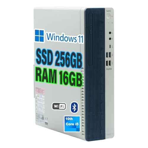 デスクトップパソコン/NEC Mate デスクトップPC / 第10世代 Core i5 / メモリ16GB / SSD 256GB / Windows 11 / Office 2021 / 省スペース デスクトップパソコン/HDMI PC/WIFI/Bluetooth/初期設定済み/在宅勤務・事務作業・オンライン学習向け