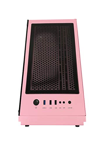 Apevia Genesis-Pk Mid Tower Gaming Case With 2 X Tempered Glass Panel, Top Usb3.0/Usb2.0/Audio Ports, 4 X Rgb Fans, Pink Frame #TOP2