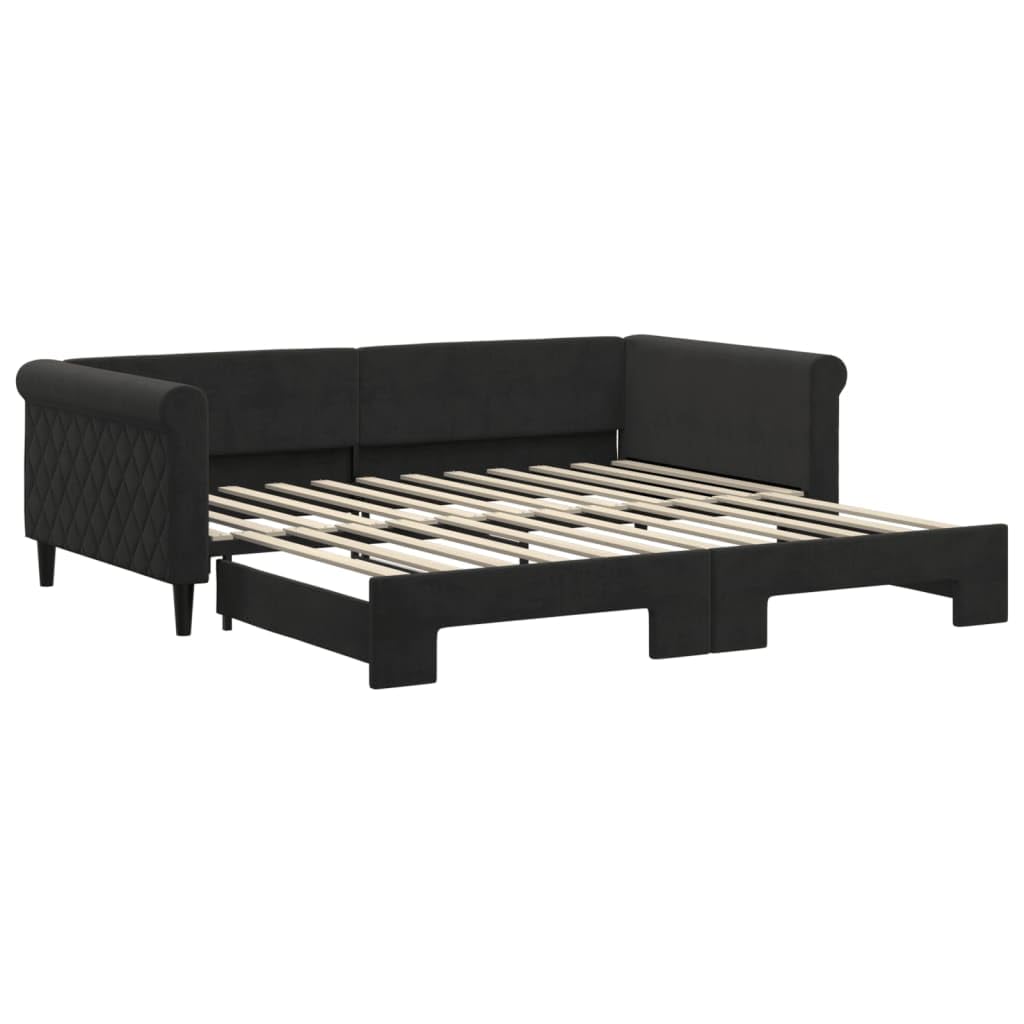 vidaXL Lit de Jour avec gigogne sans Matelas Noir 100x200 cm