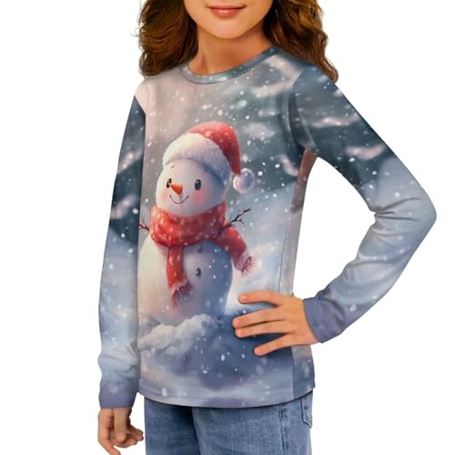 Image of Girls Long Sleeve Shirts Casual Crewneck Soft T-shirts for Girls 3-16 Years Old